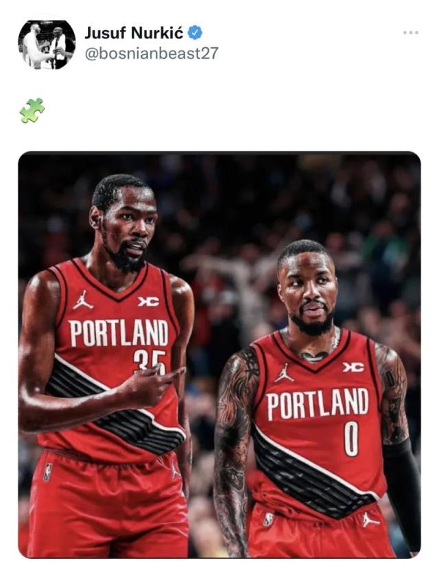 开云体育app-利拉德晒自己与杜兰特合照 KD今夏要转投开拓者？