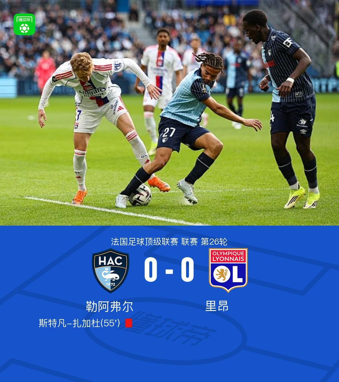 开云体育app官网-里昂客场0-0十人勒阿弗尔,斯特凡-扎加杜染红,内戈抽射中柱